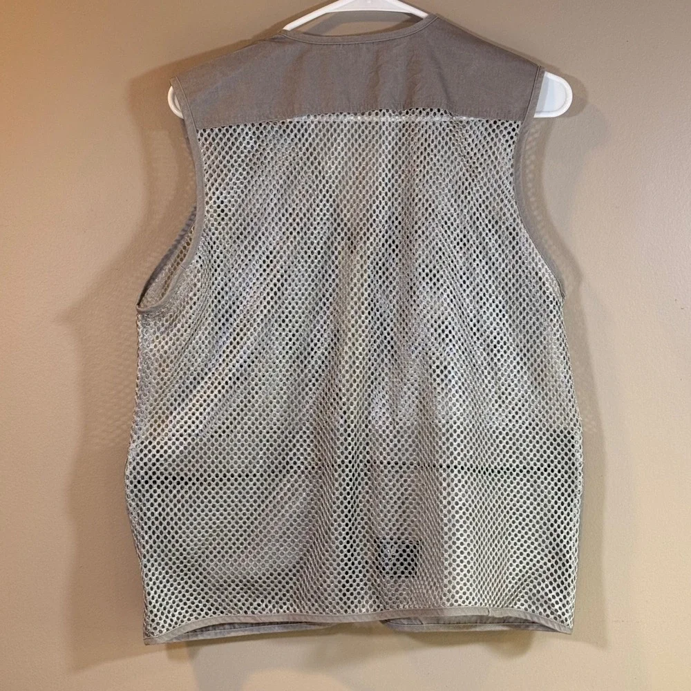 Ling Di Fishing Vest Mens M Grey Good‎ Mesh Utility Multi-Pocket Outdoor Photo